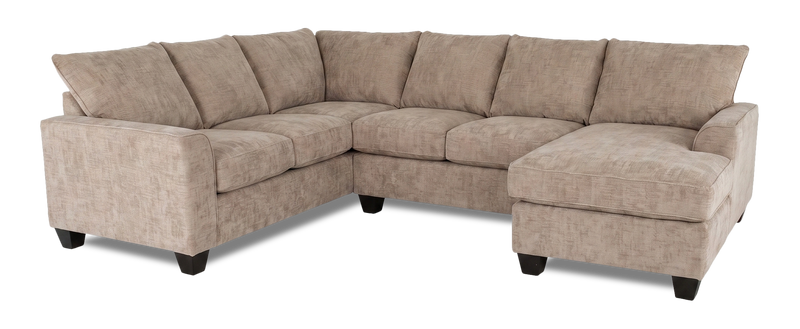 Sofa sectionnel de droite 3 pièces avec fauteuil long personnalisable Arc de Sofa Lab fabriqué au Canada en tissu - Chenille Praline