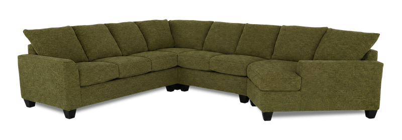Sofa sectionnel de droite 4 pièces avec fauteuil enveloppant personnalisable Arc de Sofa Lab fabriqué au Canada en tissu - Chenille Moss