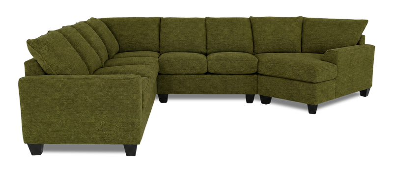 Sofa sectionnel de droite 4 pièces avec fauteuil enveloppant personnalisable Arc de Sofa Lab fabriqué au Canada en tissu - Chenille Moss