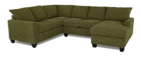 Sofa sectionnel de droite 3 pièces avec fauteuil long personnalisable Arc de Sofa Lab fabriqué au Canada en tissu - Chenille Moss