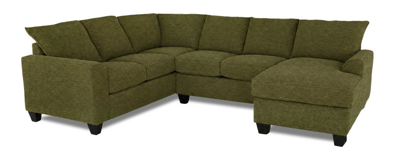 Sofa sectionnel de droite 3 pièces avec fauteuil long personnalisable Arc de Sofa Lab fabriqué au Canada en tissu - Chenille Moss