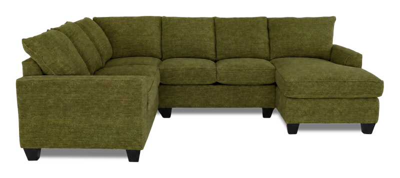 Sofa sectionnel de droite 3 pièces avec fauteuil long personnalisable Arc de Sofa Lab fabriqué au Canada en tissu - Chenille Moss