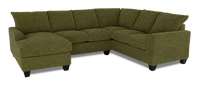  Sofa sectionnel de gauche 3 pièces avec fauteuil long personnalisable Arc de Sofa Lab fabriqué au Canada en tissu - Chenille Moss