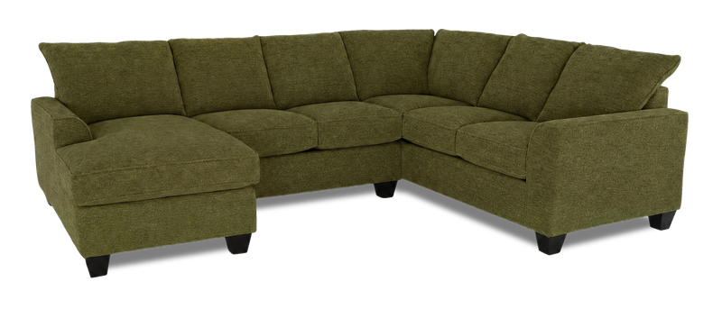 Sofa sectionnel de gauche 3 pièces avec fauteuil long personnalisable Arc de Sofa Lab fabriqué au Canada en tissu - Chenille Moss