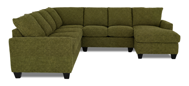 Sofa sectionnel de droite 4 pièces avec fauteuil long personnalisable Arc de Sofa Lab fabriqué au Canada en tissu - Chenille Moss