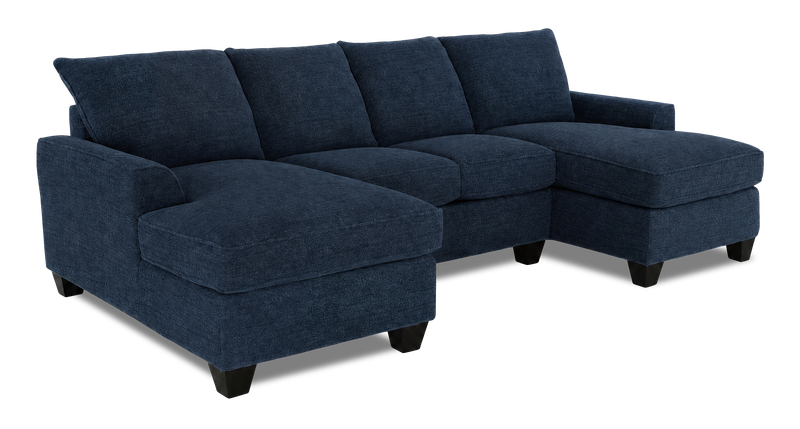 Sofa sectionnel avec deux fauteuils longs personnalisable Arc de Sofa Lab fabriqué au Canada en tissu - Chenille Pacific