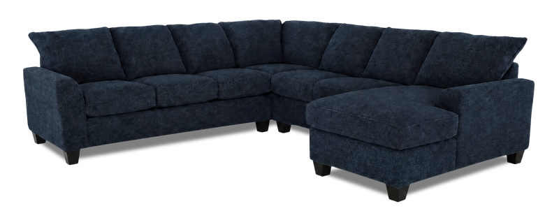 Sofa sectionnel de droite 4 pièces avec fauteuil long personnalisable Arc de Sofa Lab fabriqué au Canada en tissu - Chenille Pacific