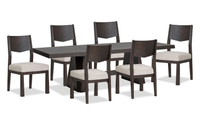 Ensemble de salle à manger Arden 7 pièces avec table, rallonge de 84 po à 108 po (L), base à tréteaux et 6 chaises - brun espresso