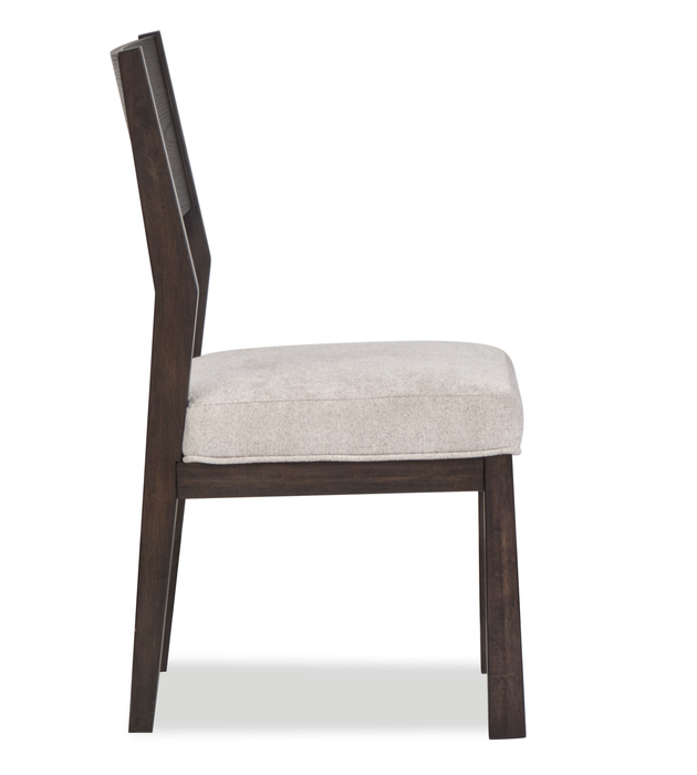 Chaise de salle à manger Arden en bois avec siège rembourré en tissu - brun espresso et beige 