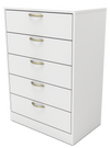 Commode verticale Arlo de 23,6 po (L) x 36,2 po (H) à 5 tiroirs pour la chambre à coucher, fabriquée au Canada - blanche