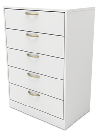  Commode verticale Arlo de 23,6 po (L) x 36,2 po (H) à 5 tiroirs pour la chambre à coucher, fabriquée au Canada - blanche