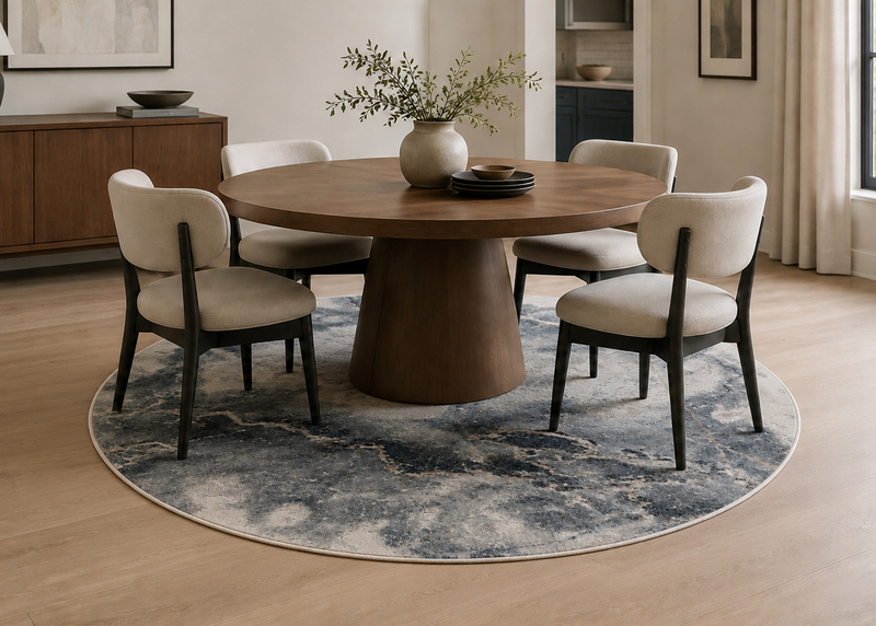 Carpette ronde Asel bleue - 7 pi x 7 pi