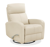 Fauteuil pivotant, coulissant et inclinable Asher de 31.5 po en cuir véritable - beige
