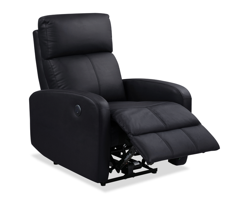 Fauteuil à inclinaison électrique Asher de 31.5 po en cuir véritable - noir