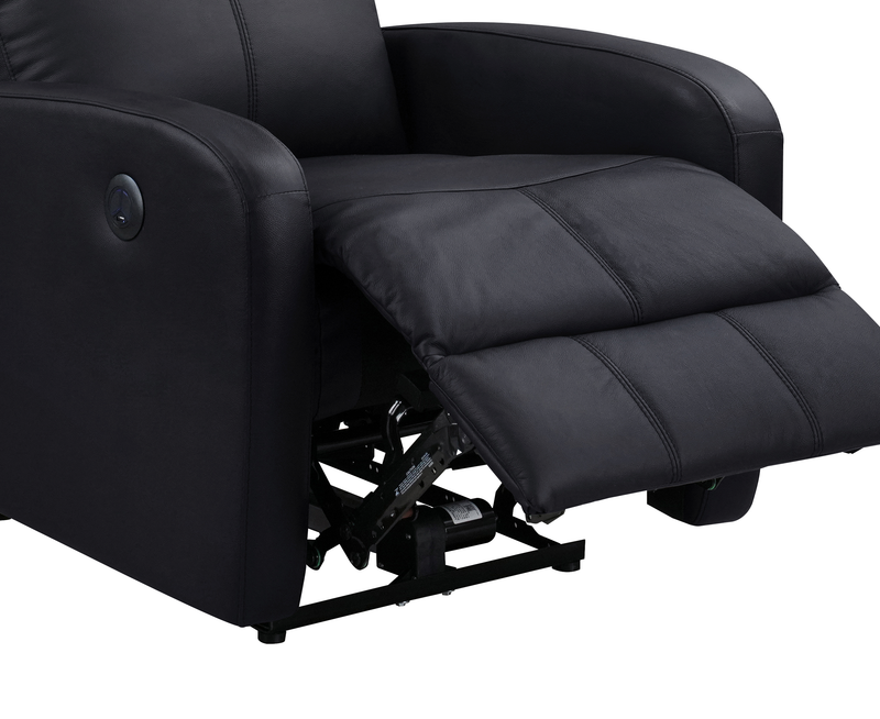 Fauteuil à inclinaison électrique Asher de 31.5 po en cuir véritable - noir