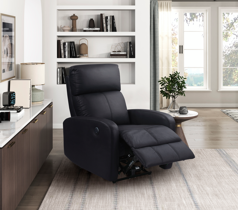 Fauteuil à inclinaison électrique Asher de 31.5 po en cuir véritable - noir