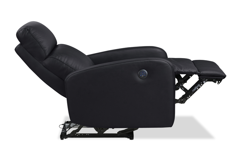 Fauteuil à inclinaison électrique Asher de 31.5 po en cuir véritable - noir