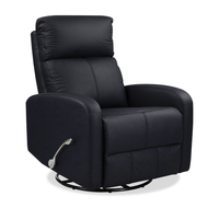 Fauteuil pivotant, coulissant et inclinable Asher de 31.5 po en cuir véritable - noir