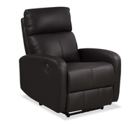  Fauteuil à inclinaison électrique Asher de 31.5 po en cuir véritable - brun foncé