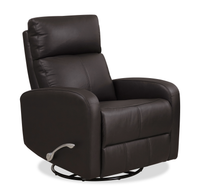  Fauteuil pivotant, coulissant et inclinable Asher de 31.5 po en cuir véritable - brun foncé