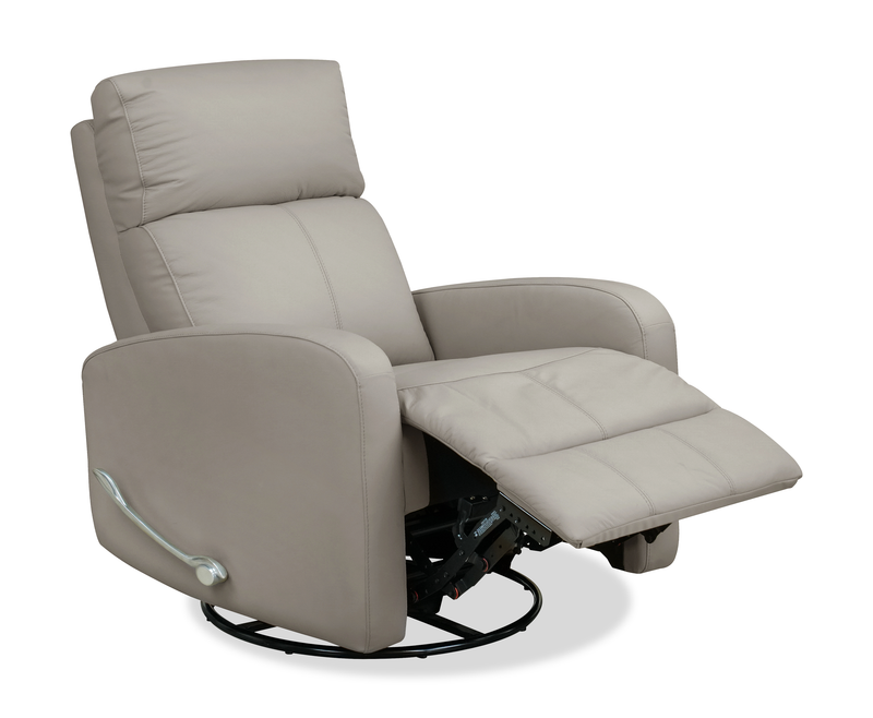 Fauteuil à inclinaison électrique Asher de 31.5 po en cuir véritable - gris clair