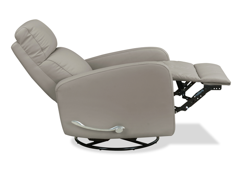 Fauteuil à inclinaison électrique Asher de 31.5 po en cuir véritable - gris clair