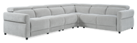 Sofa sectionnel à inclinaison électrique Aspen de Cindy Crawford Home 4 pièces avec fauteuil sans inclinable - argenté