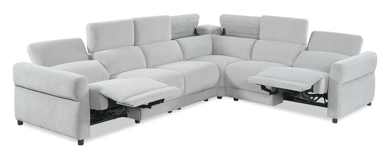 Sofa sectionnel à inclinaison électrique Aspen de Cindy Crawford Home 4 pièces avec fauteuil sans inclinable - argenté