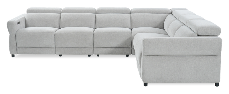 Sofa sectionnel à inclinaison électrique Aspen de Cindy Crawford Home 4 pièces avec fauteuil sans inclinable - argenté