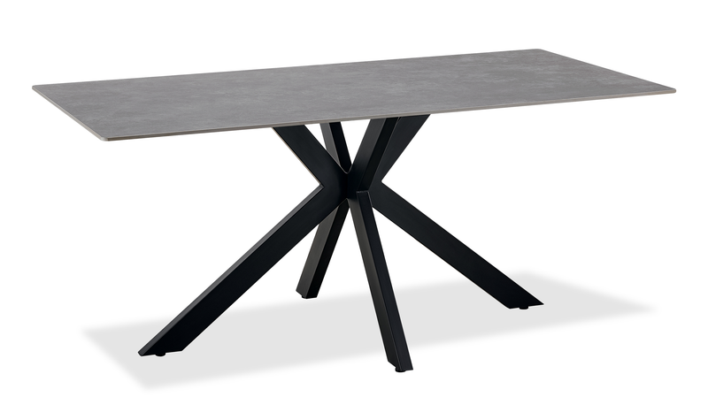 Ensemble de salle à manger Atlas 7 pièces en pierre frittée et métal avec table de 71 po (L) et 6 chaises - gris et noir