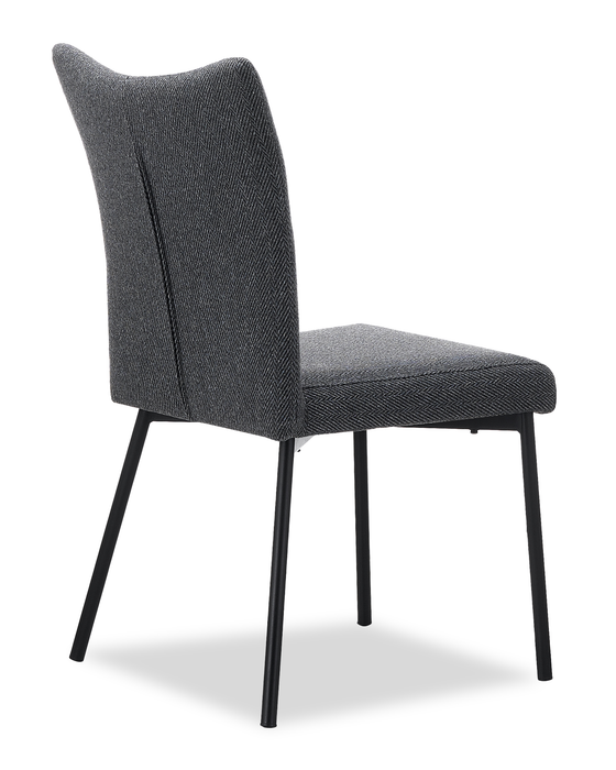 Chaise de salle à manger Atlas en métal avec coussin de siège et de dossier en tissu - grise