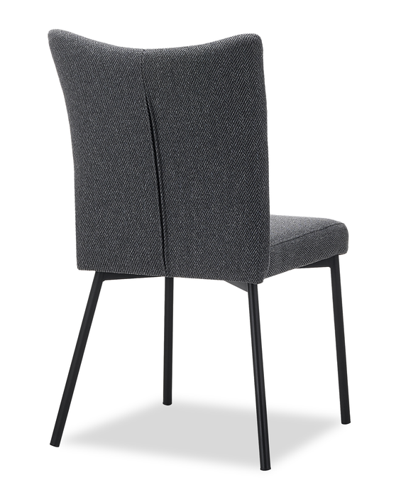 Chaise de salle à manger Atlas en métal avec coussin de siège et de dossier en tissu - grise