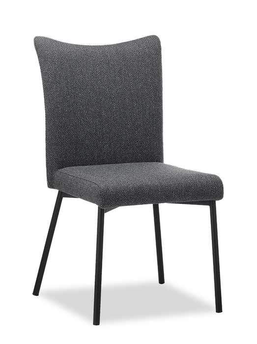 Chaise de salle à manger Atlas en métal avec coussin de siège et de dossier en tissu - grise