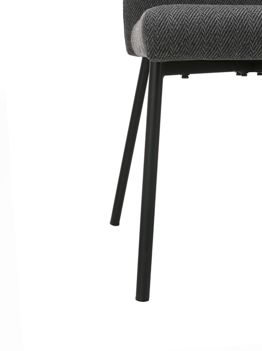 Chaise de salle à manger Atlas en métal avec coussin de siège et de dossier en tissu - grise