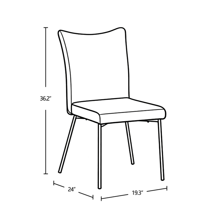 Chaise de salle à manger Atlas en métal avec coussin de siège et de dossier en tissu - grise