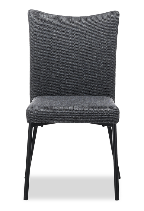 Chaise de salle à manger Atlas en métal avec coussin de siège et de dossier en tissu - grise