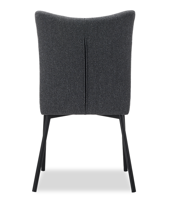 Chaise de salle à manger Atlas en métal avec coussin de siège et de dossier en tissu - grise