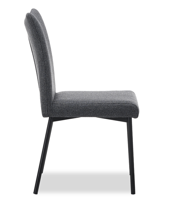 Chaise de salle à manger Atlas en métal avec coussin de siège et de dossier en tissu - grise