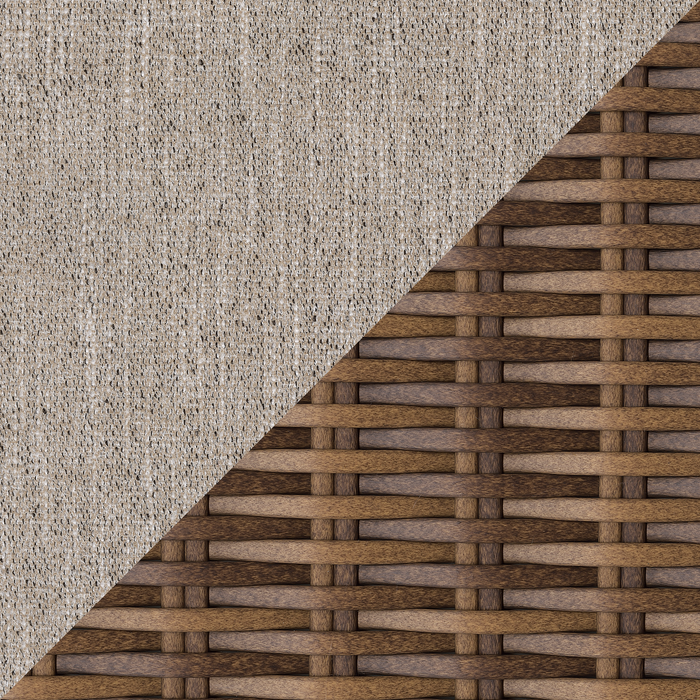 Causeuses de droite et de gauche Banff pour la terrasse à l’extérieur, ensemble de 2 - osier en résine et tissu Nuvella - brunes et beige