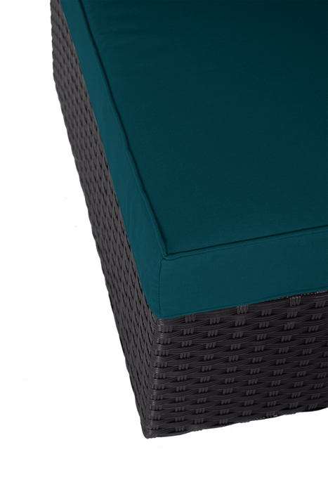 Fauteuil sans accoudoirs Barbados pour la terrasse à l’extérieur - osier en résine tressé à la main, résistant aux rayons UV et aux intempéries - noir et bleu