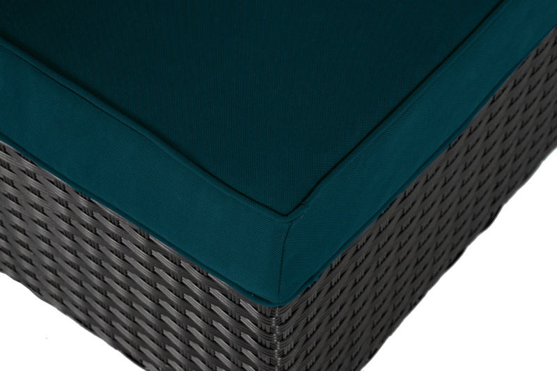 Fauteuil sans accoudoirs Barbados pour la terrasse à l’extérieur - osier en résine tressé à la main, résistant aux rayons UV et aux intempéries - noir et bleu