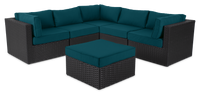 Ensemble Barbados 6 pièces pour la terrasse avec pouf - bleu