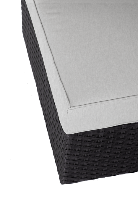 Fauteuil en coin Barbados pour la terrasse à l’extérieur - osier en résine tressé à la main, résistant aux rayons UV et aux intempéries - noir et gris