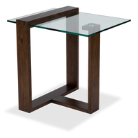  Table de bout rectangulaire Bartley de 40 po avec dessus en verre - gland
