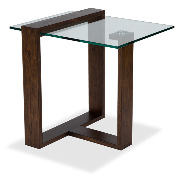 Table de bout rectangulaire Bartley de 40 po avec dessus en verre - gland