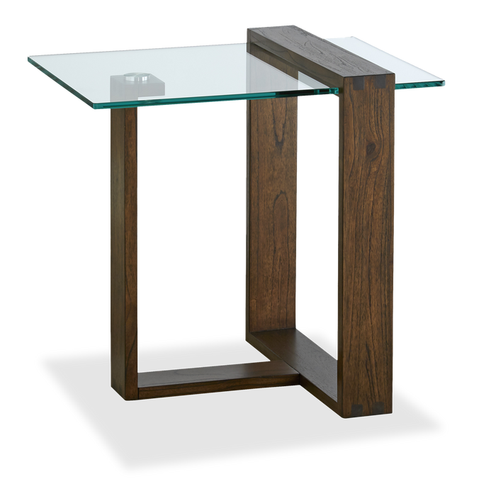 Table de bout rectangulaire Bartley de 40 po avec dessus en verre - gland