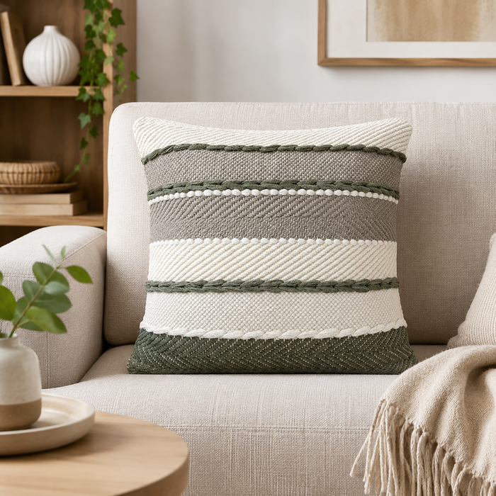 Coussin décoratif Bavaro en tissu - olive