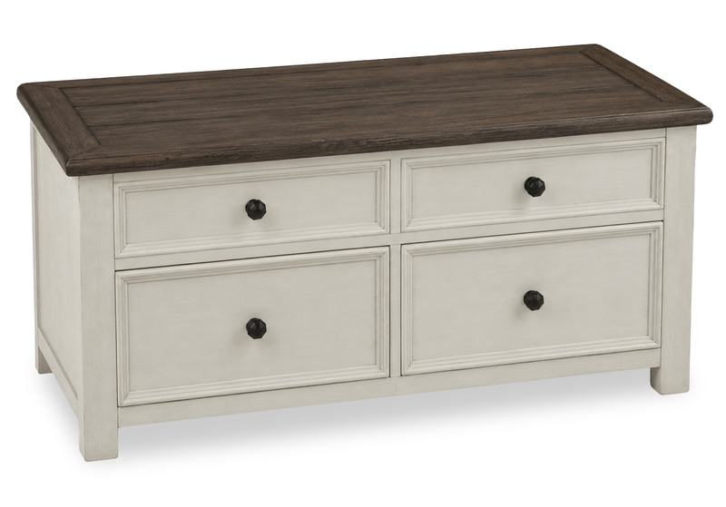 Table à café Baxter de 46 po de style champêtre avec dessus relevable - moka