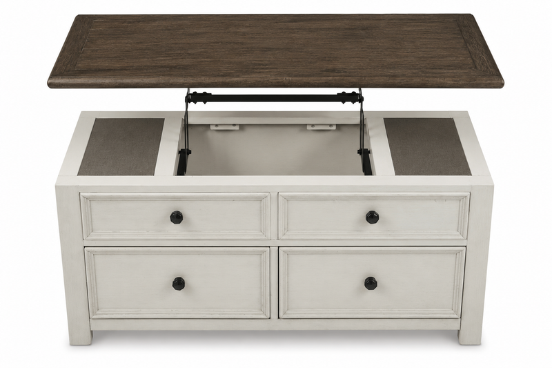 Table à café Baxter de 46 po de style champêtre avec dessus relevable - moka
