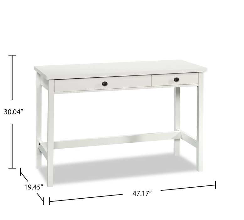 Bureau Bexley de 47,17 po à 2 tiroirs - blanc doux
